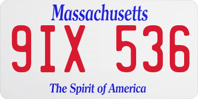 MA license plate 9IX536