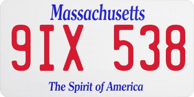 MA license plate 9IX538