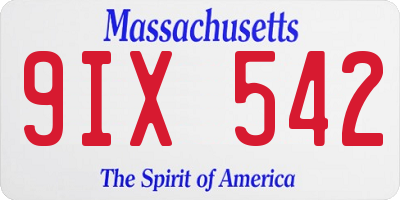 MA license plate 9IX542