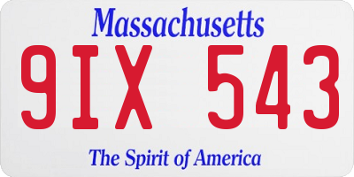 MA license plate 9IX543