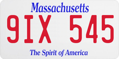 MA license plate 9IX545