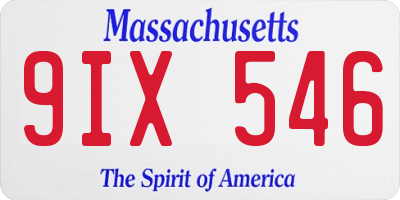 MA license plate 9IX546