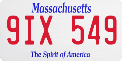 MA license plate 9IX549