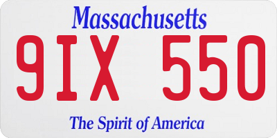 MA license plate 9IX550