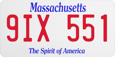 MA license plate 9IX551