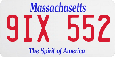 MA license plate 9IX552