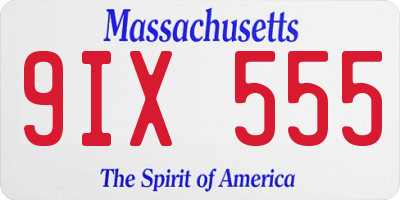 MA license plate 9IX555