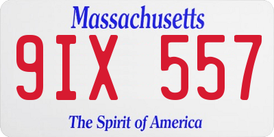 MA license plate 9IX557