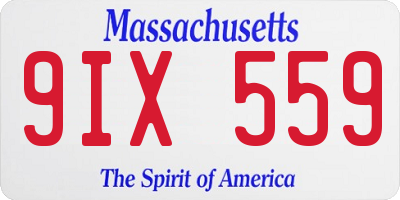 MA license plate 9IX559