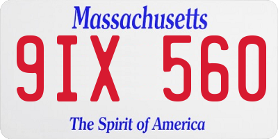 MA license plate 9IX560