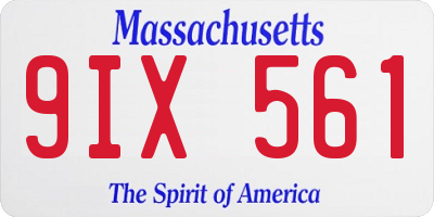 MA license plate 9IX561