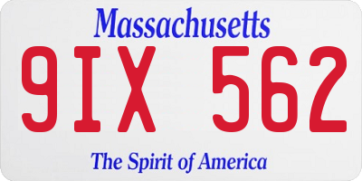 MA license plate 9IX562