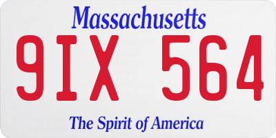 MA license plate 9IX564