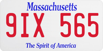 MA license plate 9IX565