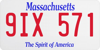 MA license plate 9IX571