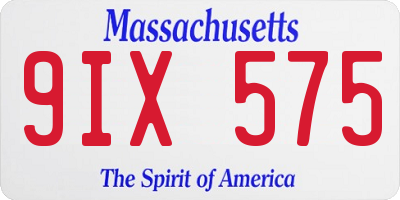 MA license plate 9IX575