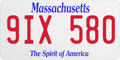 MA license plate 9IX580