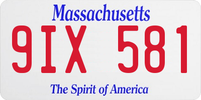 MA license plate 9IX581