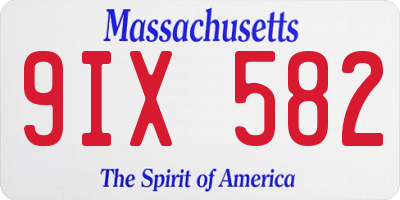 MA license plate 9IX582