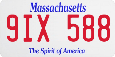 MA license plate 9IX588