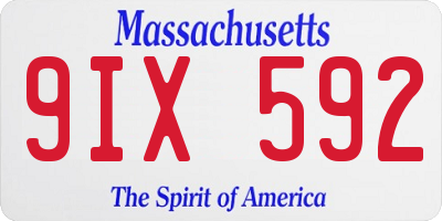 MA license plate 9IX592