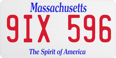 MA license plate 9IX596