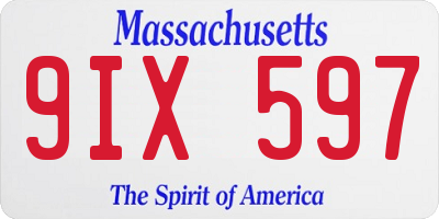 MA license plate 9IX597