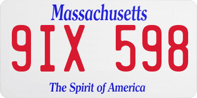 MA license plate 9IX598