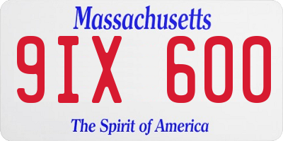 MA license plate 9IX600
