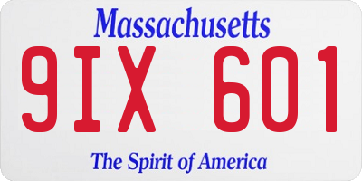MA license plate 9IX601