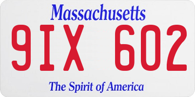 MA license plate 9IX602