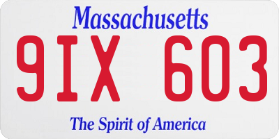 MA license plate 9IX603