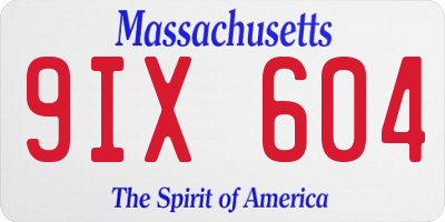 MA license plate 9IX604