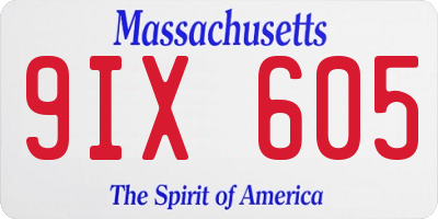 MA license plate 9IX605