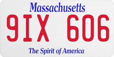 MA license plate 9IX606