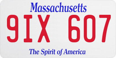 MA license plate 9IX607