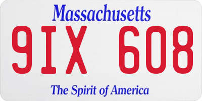 MA license plate 9IX608