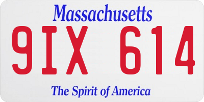 MA license plate 9IX614