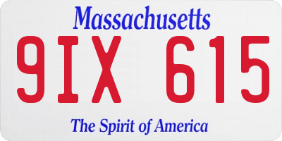 MA license plate 9IX615
