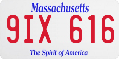 MA license plate 9IX616