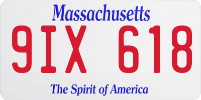 MA license plate 9IX618