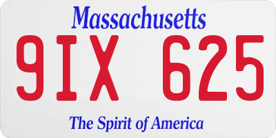 MA license plate 9IX625