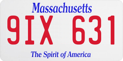 MA license plate 9IX631