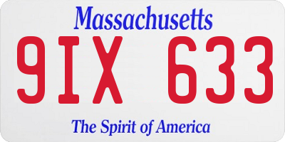 MA license plate 9IX633
