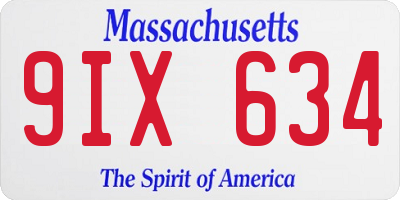 MA license plate 9IX634
