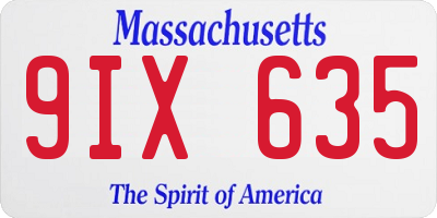 MA license plate 9IX635