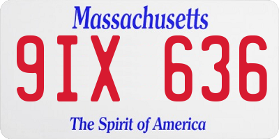 MA license plate 9IX636