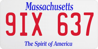 MA license plate 9IX637