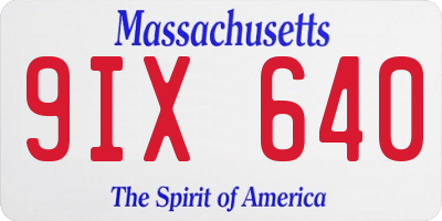 MA license plate 9IX640