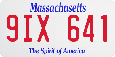 MA license plate 9IX641